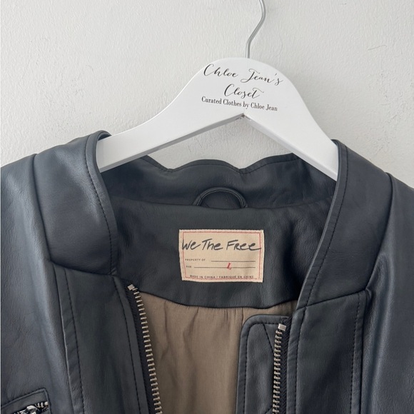 FREE PEOPLE NEW Vinny Vegan Black Bomber L - Picture 9 of 9